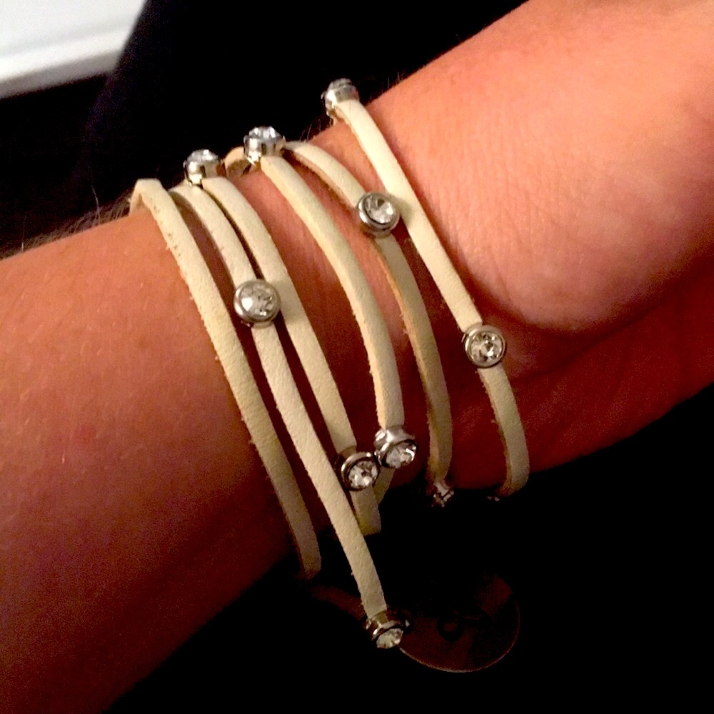 One Meaning Leather wrap crystal bracelet